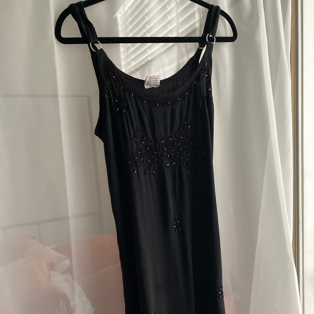 Indian beaded midaxi black dress